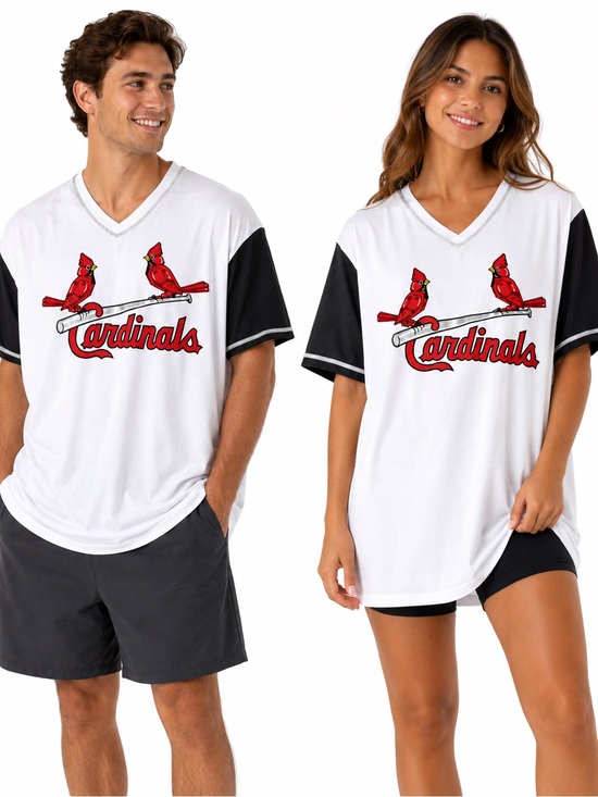 St. Louis Cardinals Tops - St. Louis Cardinals Glitter Trim V-Neck Shirt XL Unisex